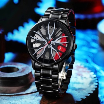 Fashion Luxury Sports 3D Car Steering Wheel Watch for Men Racing Sports Watches Men's Quartz Watch for Car Rim Reloj-36667