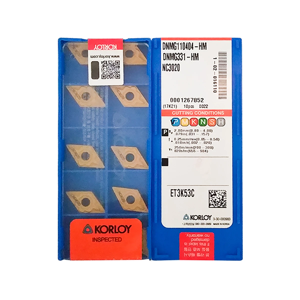 

Korloy Поворотные вставки DNMG 110404 110408 150404 150408 150604 150608 -GS -HA -HM NC3020 PC9030 NC3120 H01 NC3030
