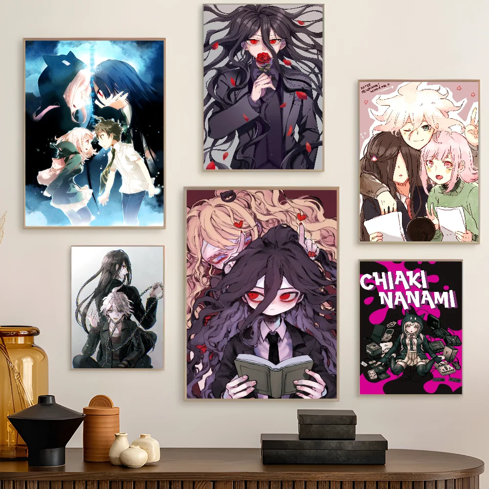 Danganronpa Kamukura Izuru X Nanami ChiaKi Anime Classic Movie Posters Vintage Room Bar Cafe Decor Stickers Wall Painting
