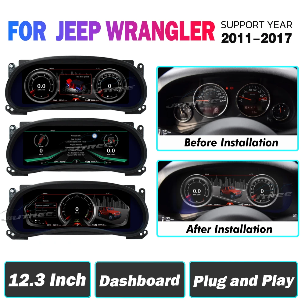 

Для Jeep Wrangler 2011 2012 2013 2014-2017 цифровая панель приборной панели виртуальный инструмент кластер кабина ЖК Спидометр плеер автомобиль