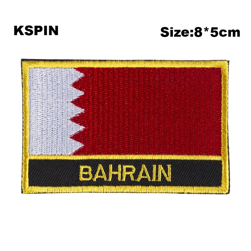 Bahrain Flag Embroidery Patches Iron on Saw on Transfer patches Sewing Applications for Clothes in Home&Garden