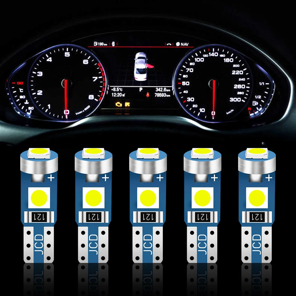 5 шт. T5 светодиодная лампа W3W W1.2W Led Canbus для Renault Modus Twingo Traffic Vivaro Kangoo Zoe