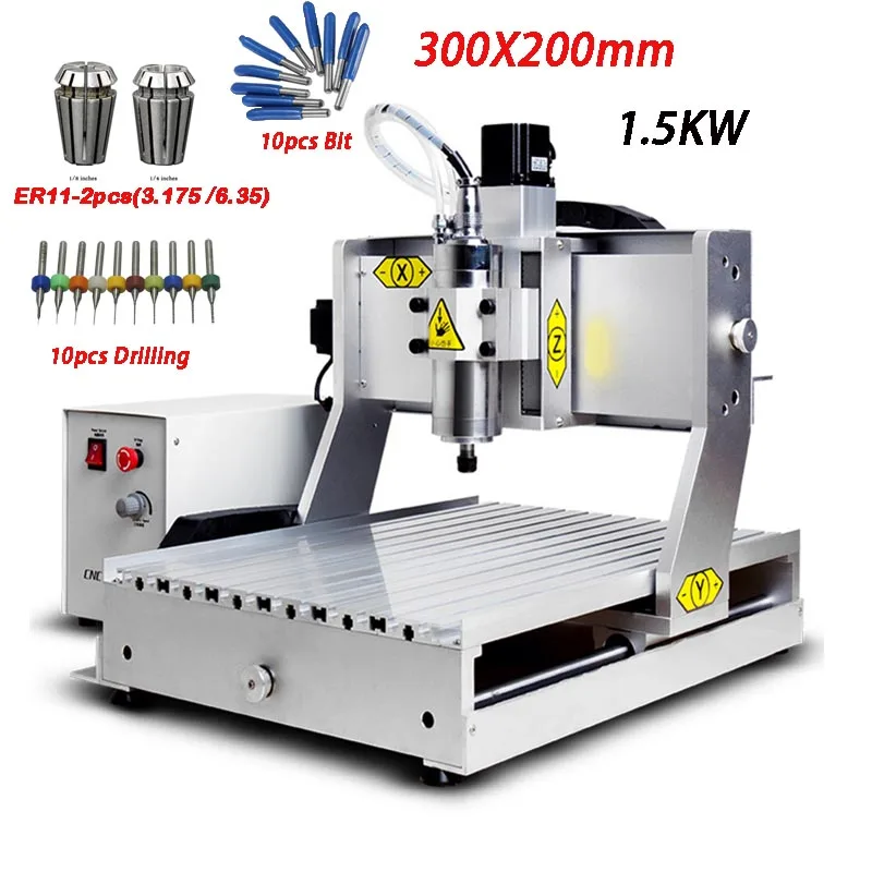

Мини-фрезерный станок с ЧПУ 3020Z 1,5 кВт сверлильный гравировальный станок для алюминия деревообработки резьба с гравировальным долотом ER11 па...