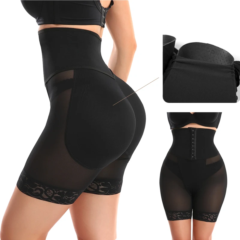 Women High Waist Trainer Butt Lifter Padded Panties Tummy Control Boyshort Hip Enhancer Thigh Slimmer Shapewear Fake Ass Shorts
