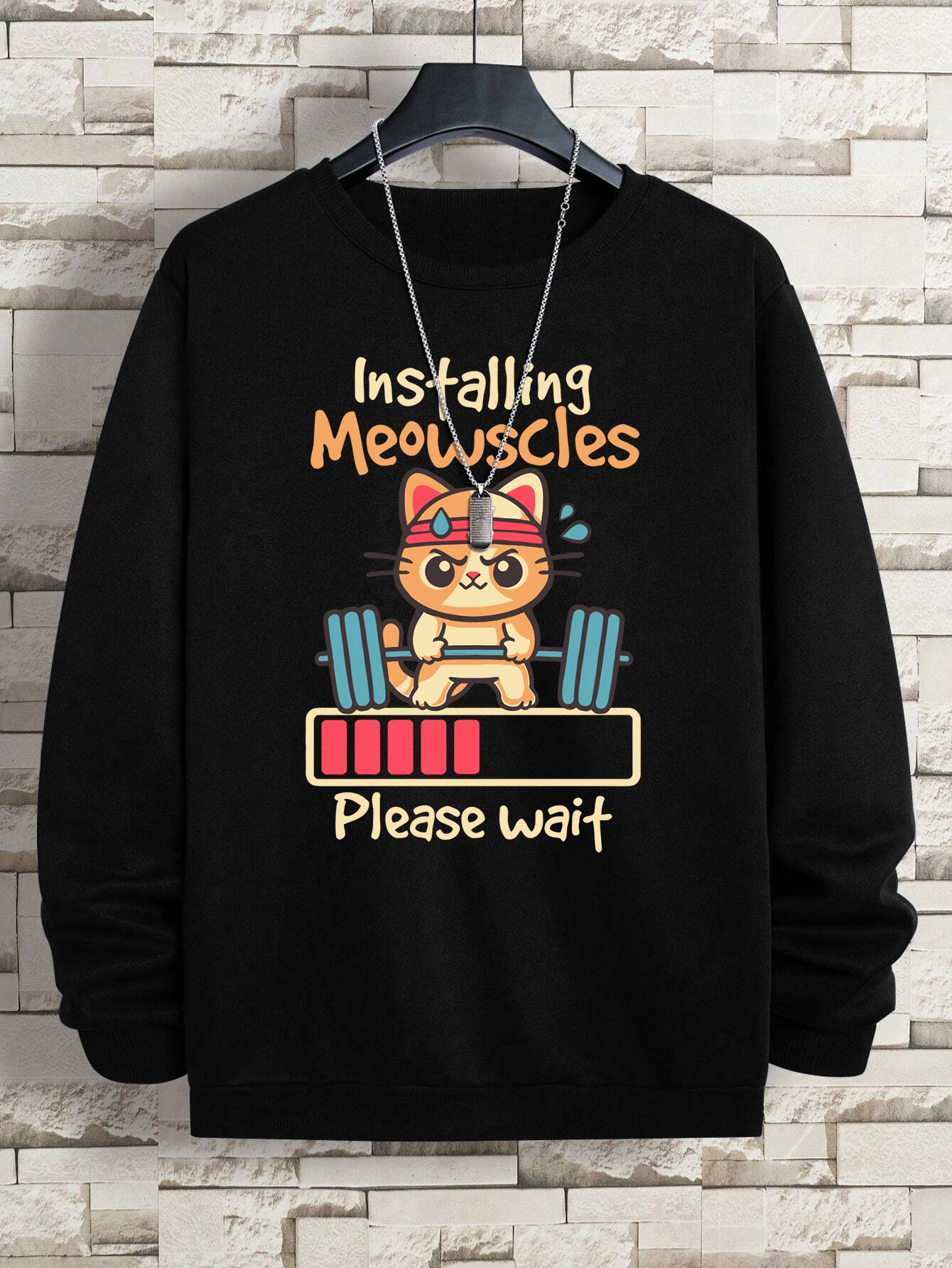 Cat Weightlifting Exercise Man Sweatshirt Hip Hop Soft PulloverCartoons Warm Loose Hoodies Harajuku Autumn Fleece Sportswears