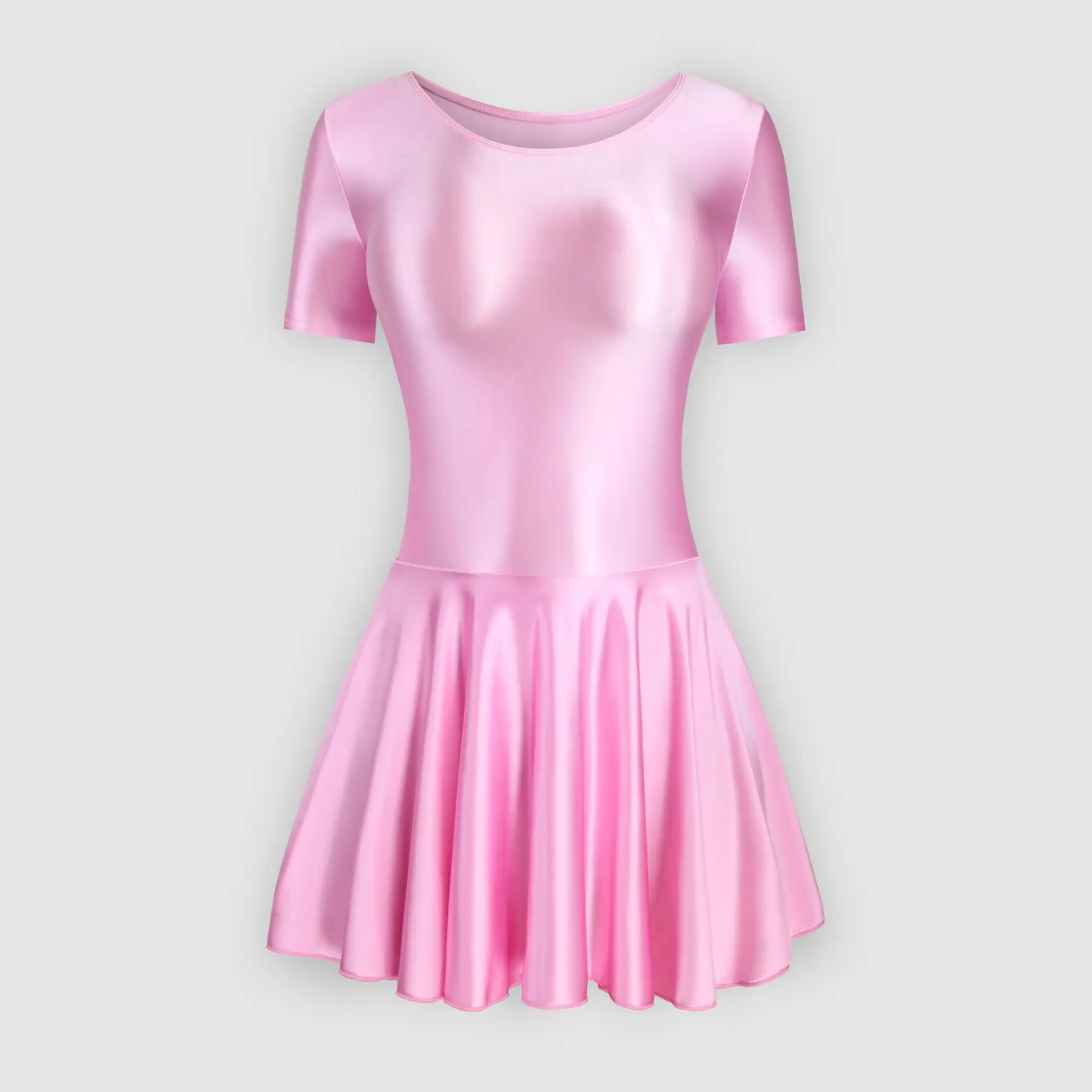 XCKNY Satin silky dress sexy tight sports Yoga swim ballet skirt  short sleeve umbrella dress glossy skirt party dress leotard