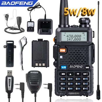 BaoFeng UV-5R 워키토키 양방향 라디오 커뮤터, VHF, UHF, 136-174MHz 및 400-520MHz 스테이션, 리시버 햄 무선 세트, 5W, 8W