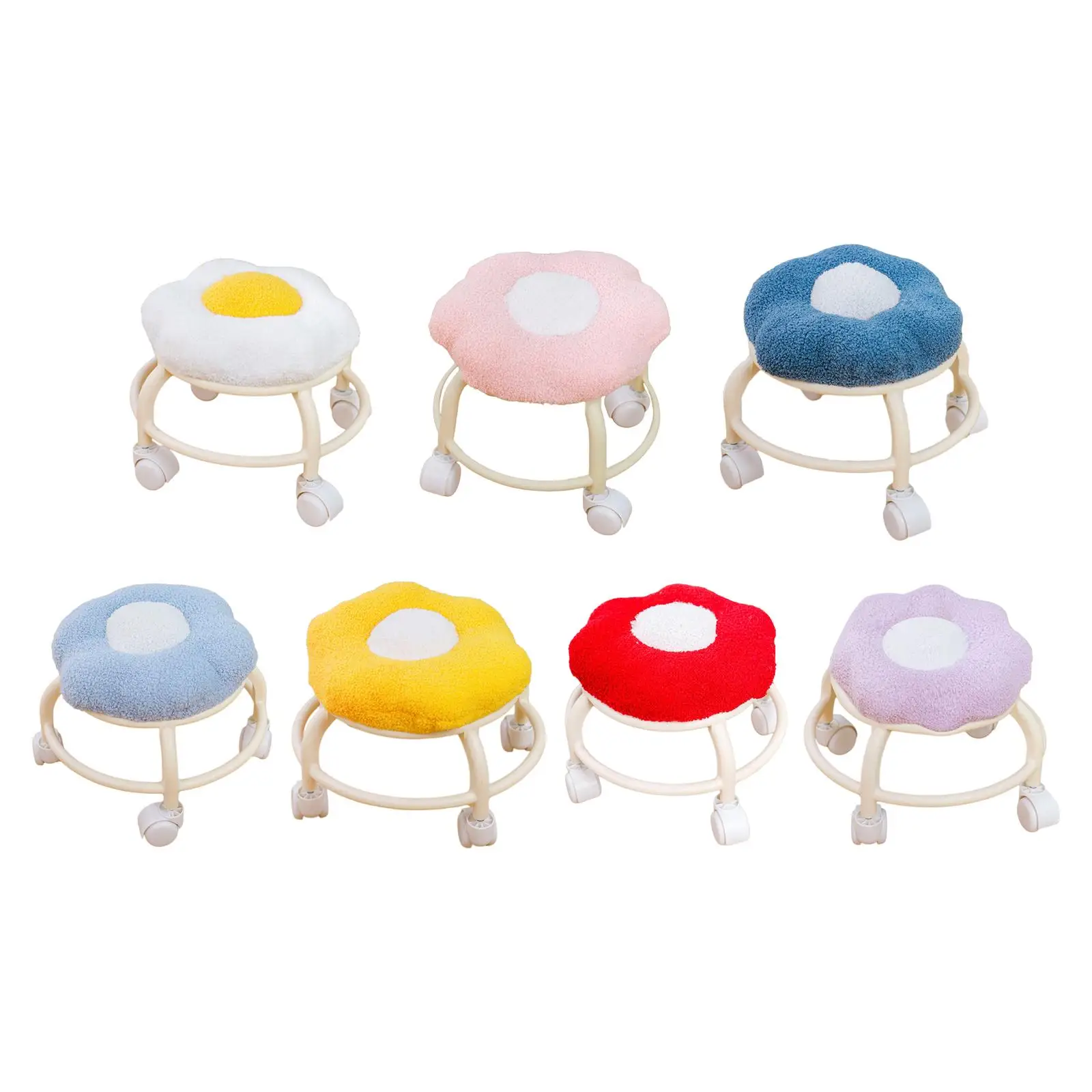 

Low Roller Seat Stool Low Height Rolling Stool Round Heavy Duty Pedicure Stool for Garage Barber Shop Office Library Kitchen