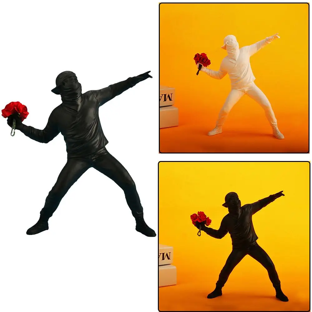 

Crafts Decor with Flower Desktop Ornament Figure Sculpture Homeliving Decoration Humanoid Ornaments Throwing Flower Boy