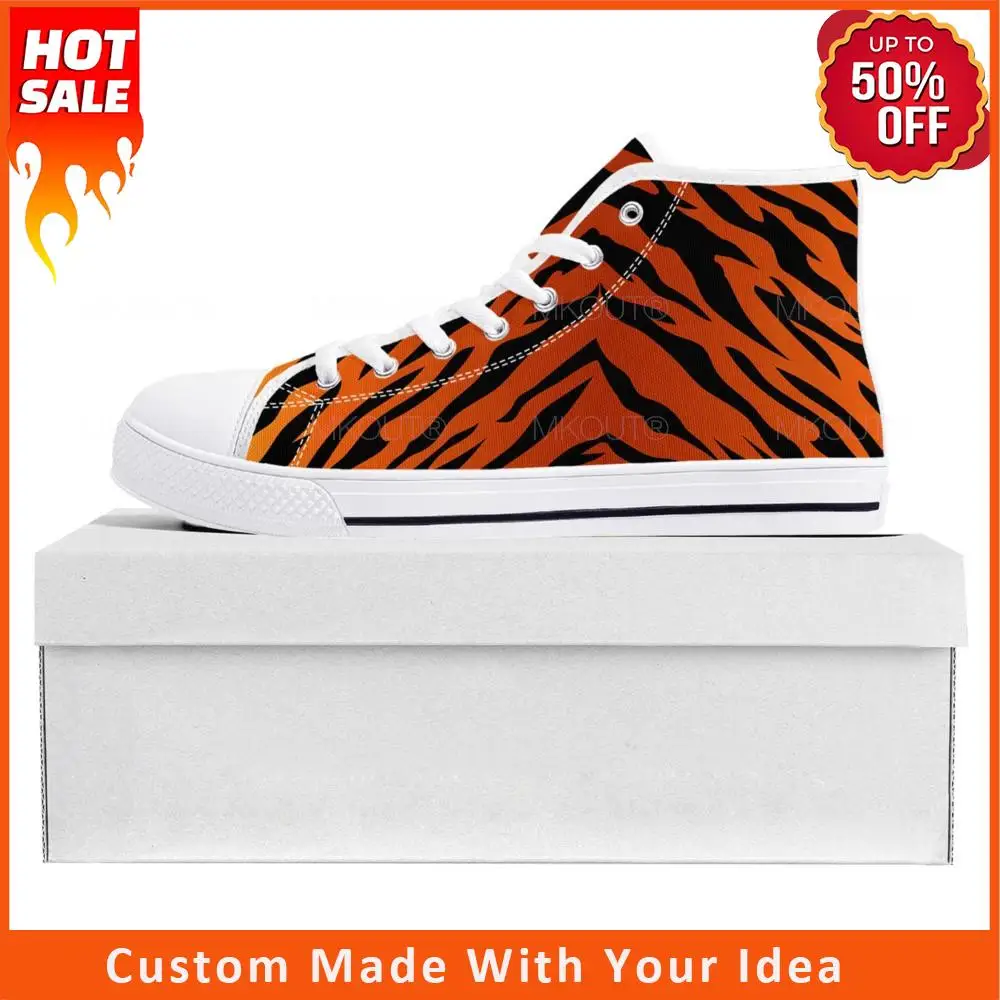 

Tiger Stripe 3D Print High Top High Quality Sneakers Mens Womens Teenager Canvas Sneaker Tide Printed Causal Couple Custom Shoe