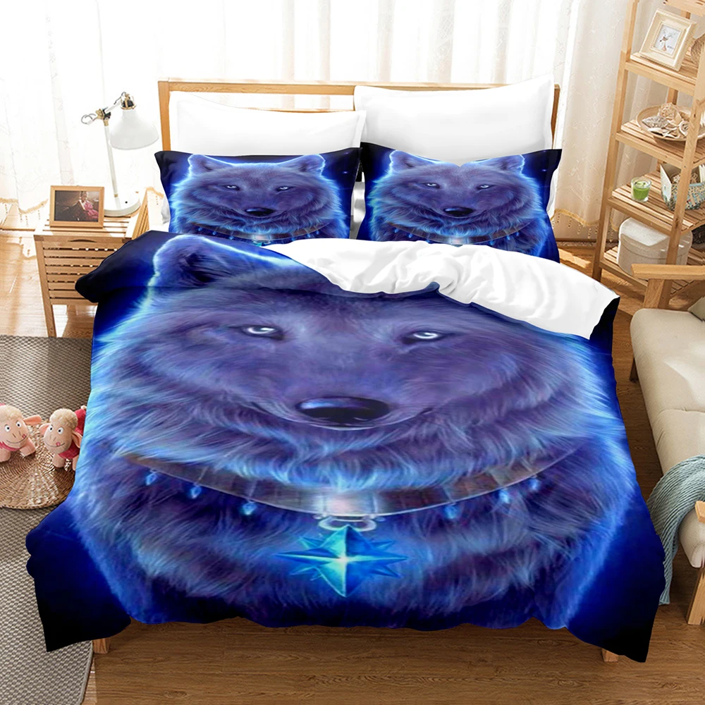 

Bed Linens 3d Wolf Bedclothes Queen Quilt Cover Coloured Drawing Animal Bedspreads For King Bed Set Luxury Duvet Cover Cotton