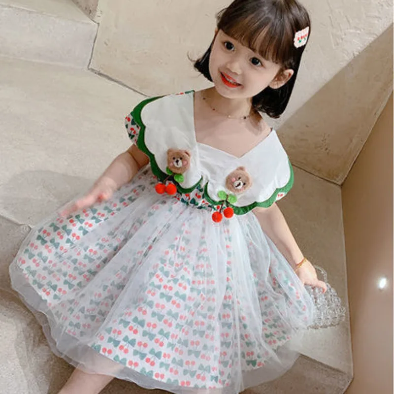 

Платья для девочек, Новинка лета 2022, корейская мода, темпераментное платье принцессы для маленьких девочек, детское платье с открытой спино...