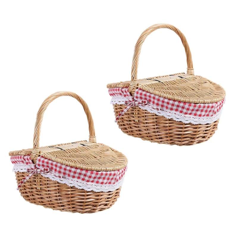 

2 шт., корзина для пикника с крышкой и ручкой