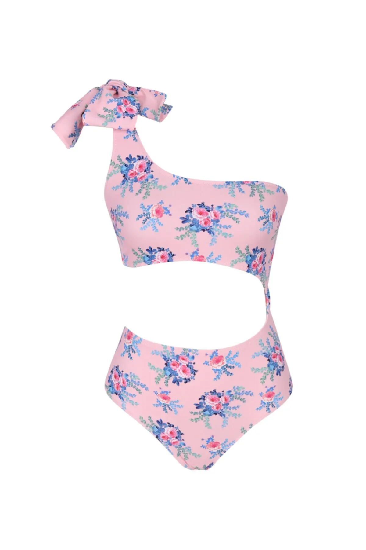 

Women's Swimsuit Pink One-Shoulder Low-Cut One Piece Swimwear Female Push Up Suit Monokini Brazilian Swimming Suits