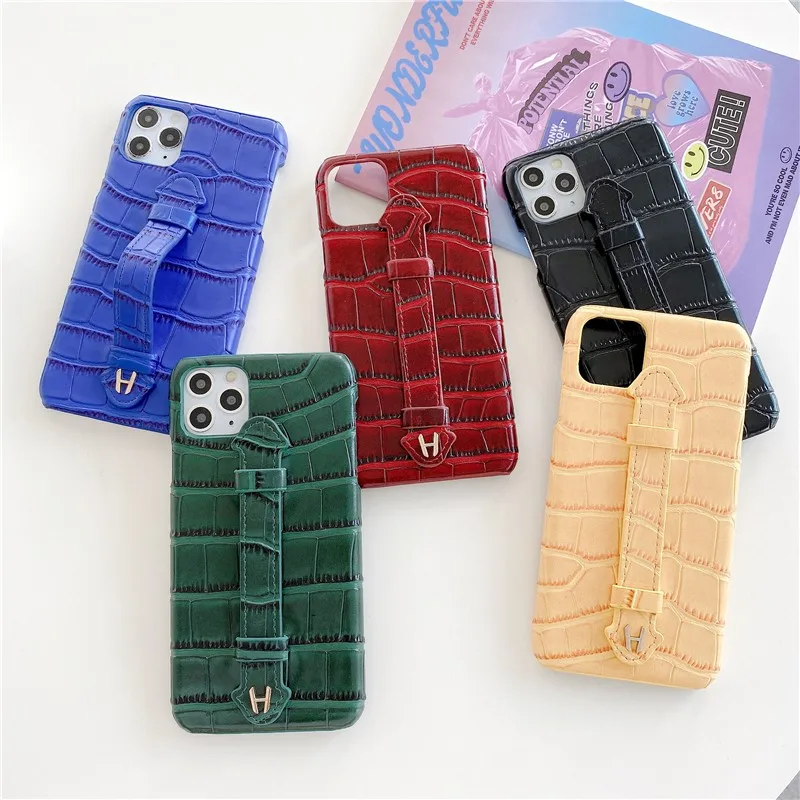 

RYWER wristband female Crocodile pattern for iphone11 pro x xs max xr 8 7 plus SE 4.7 pu leather girl phone cover coque fundas