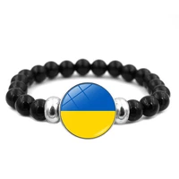 wg 1pc tryzub ukrainian flag button bracelet ornament handmade beaded bracelet mens and womens trendy jewelry