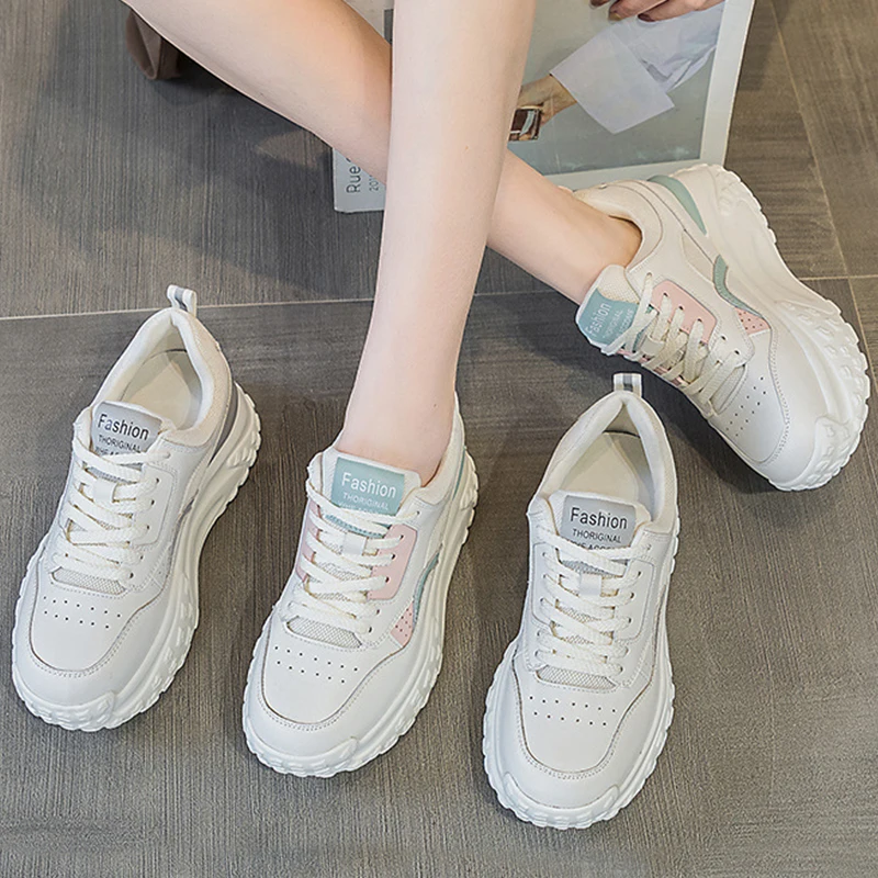 Genuine Leather 6cm Air Mesh Platform Wedge Shoes Chunky Sneaker Casual Comfy High Brand Breathable Spring Summer Woman Shoes