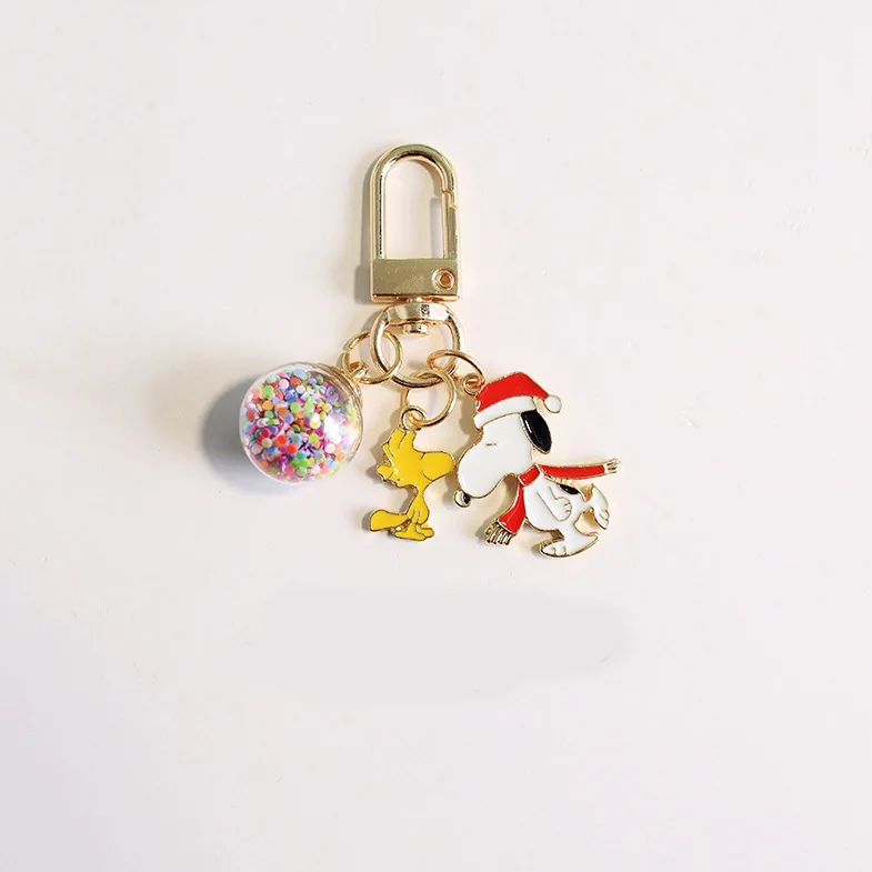 Популярный аниме Snoopy периферийные металлические брелки для пары рождественские
