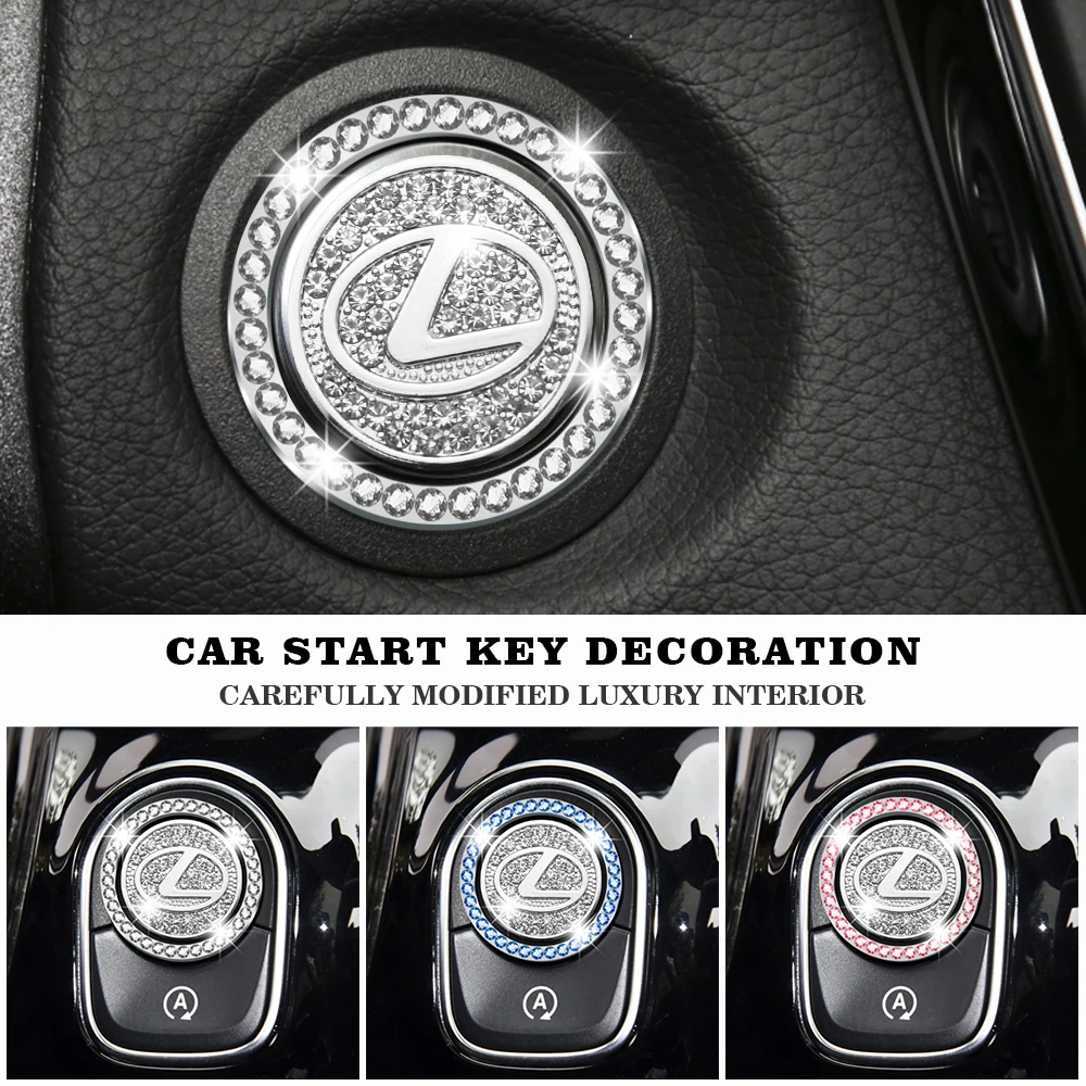 

Car Styling One-button Start Decorative Sticker Engine Button Crystal Ring Protective Cover For LEXUS CT200h RX300 RX330 RX350