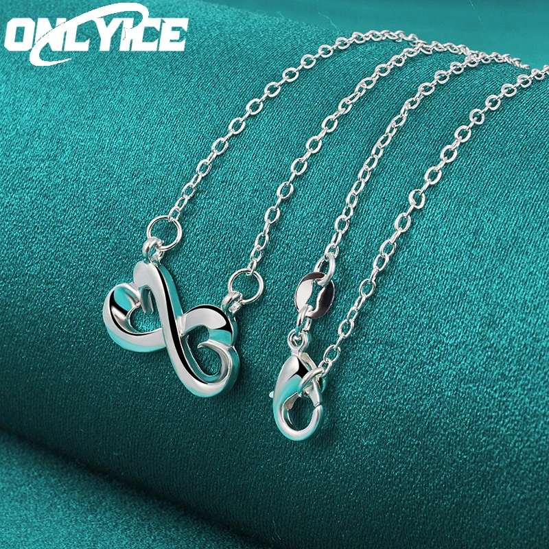

Hot New 925 Sterling Silver Double Heart Pendant Necklace 18 Inch Chain For Women Wedding Engagement Charm Fashion Jewelry Gift