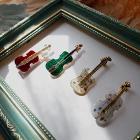 fashion violin pins punk brooches crystal rhinestone musical instruments brooch pin jewelry accessories