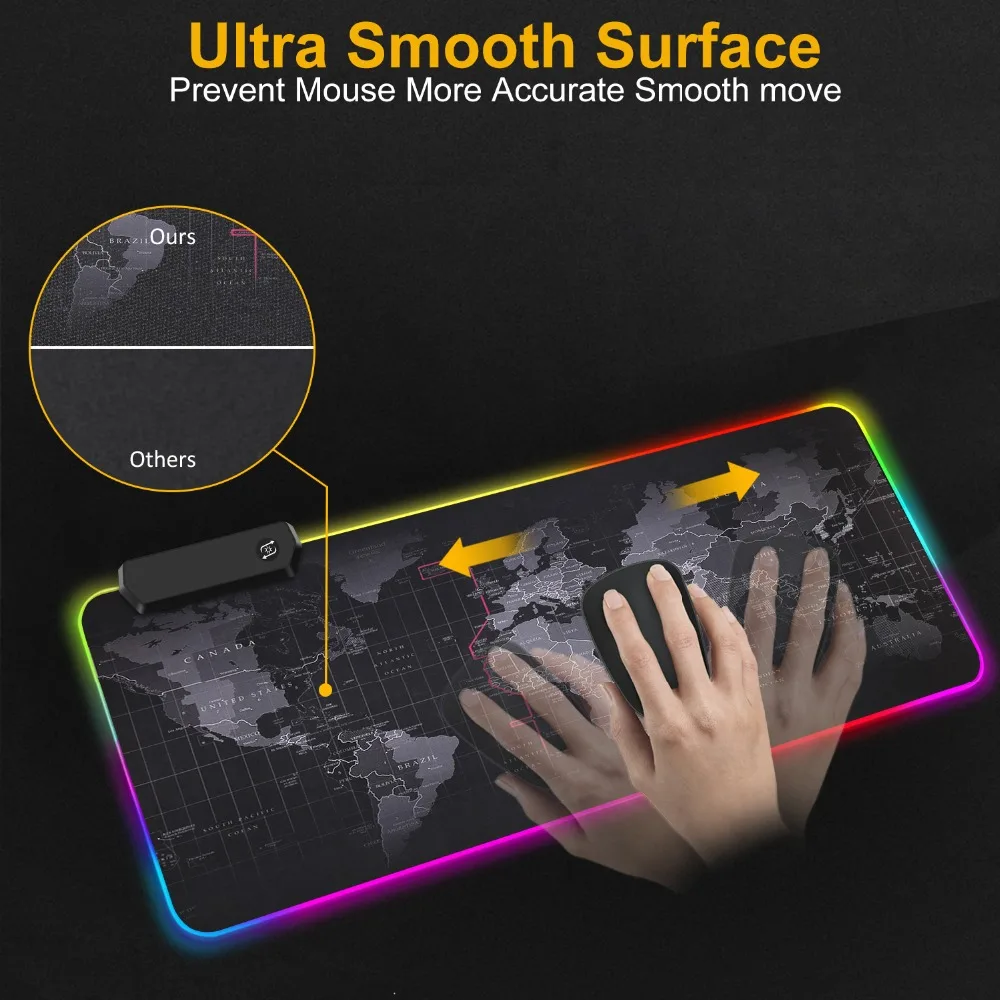 RGB коврик для мыши игровые коврики Xxl Настольный настольная клавиатура большой с