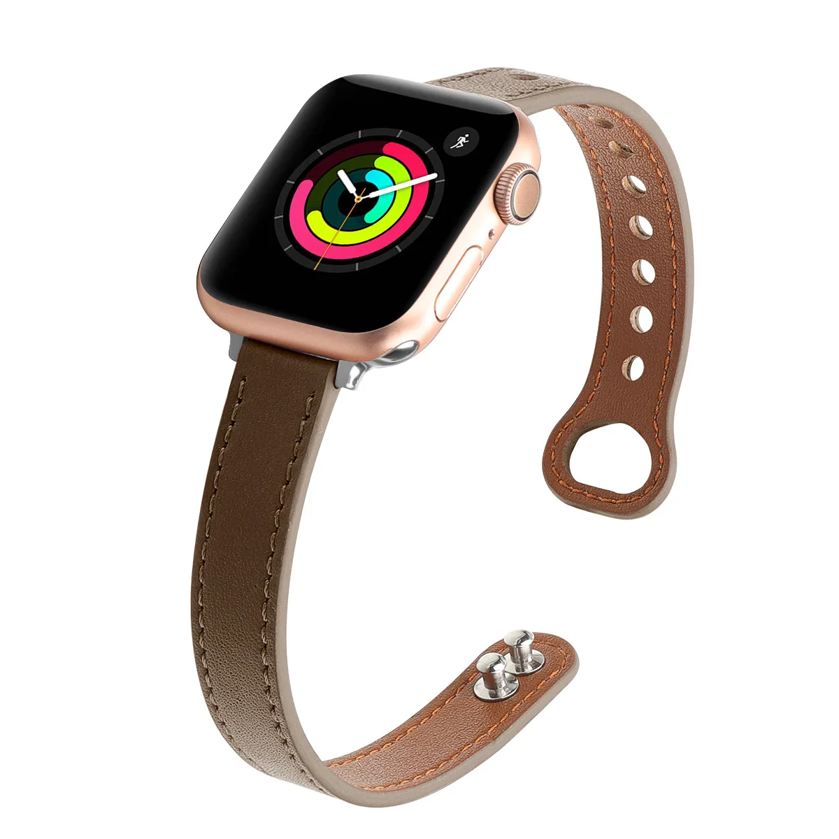 Suitable for Apple Watch Leather Strap Leather Superfine Double Stud Strap enlarge