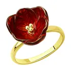 Кольцо SOKOLOV из золочёного серебра с эмалью, Серебро, 925, Женское, Оригинальная продукция