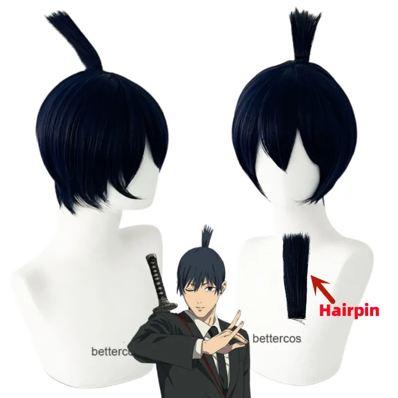 

Парик для косплея аниме бензопила хаякава Аки, термостойкие волосы для косплея, цвет: синий, черный