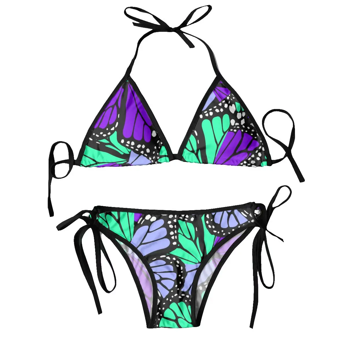 Женский треугольный купальник комплект бикини на шнуровке сексуальный с лямкой