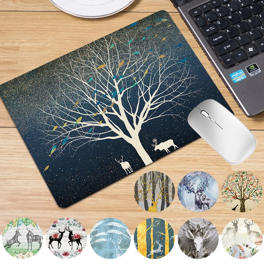 

25x21cm Mouse Pad Deer Series Computer Mousepad PU Leather Gaming Mice Cushion Office Home Table Mat Stationery Accessories