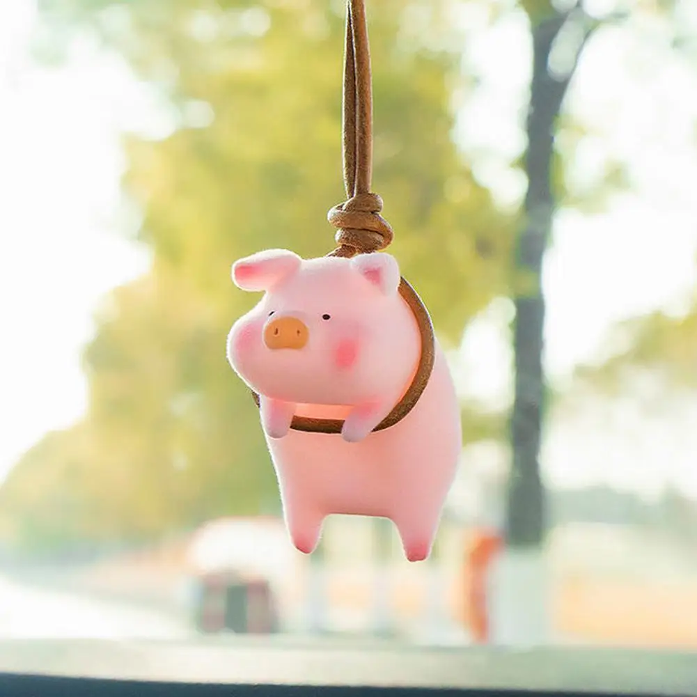 

Cute Pig Car Pendant Car Rear View Mirror Pendant Cartoon Lucky Piggy Hanging Ornament Auto Interior Decoration Accessories