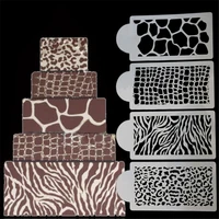 4pcslot plastic animal veins spray molds coffee cookie cake chocolate printing stencil diy candy fondant decorating tools