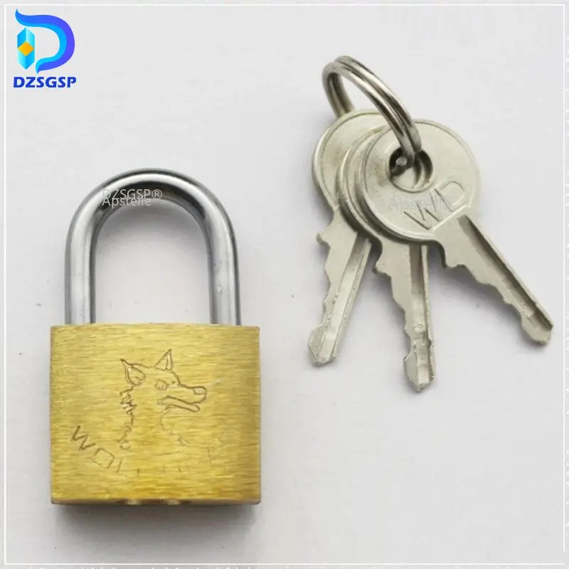 

Small Size Wolf Dog Copper Padlock Wolf Head Brass Lock Small Locks Door Locks Anti-Rust Lock Core With 3 Keys