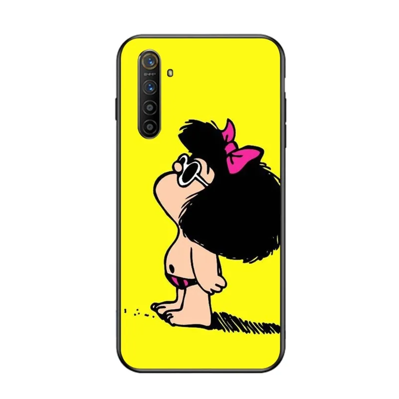 Фото Mafalda милый мультяшный чехол для телефона для девочек OPPO Find X5 X3 X2 A93 Reno 8 7 Pro A74 A72 A53 мягкий черный чехол для телефона №4