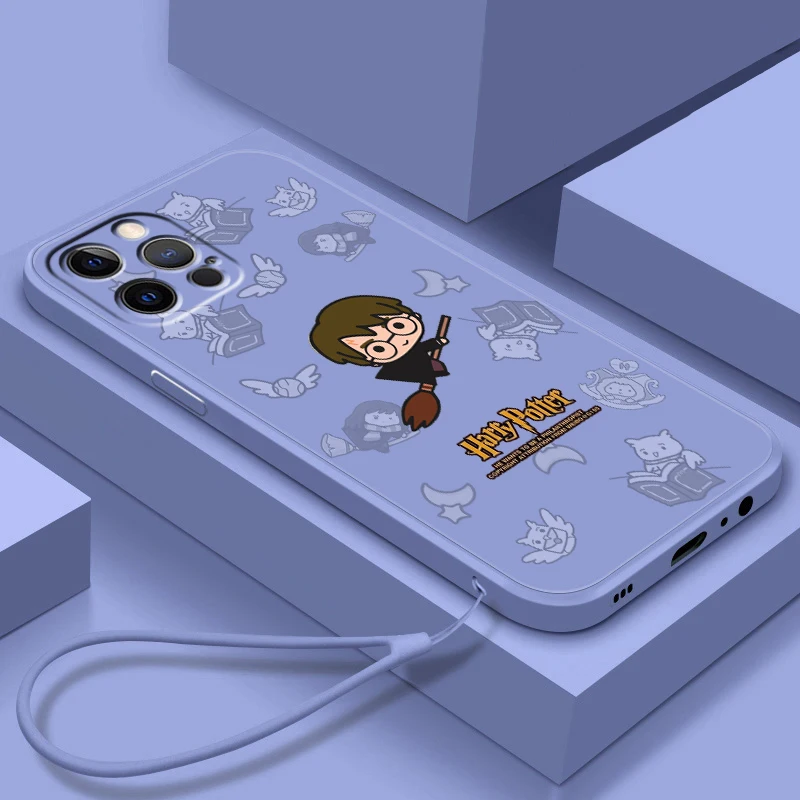 

Cartoon Potters Wand Harries Phone Case For Apple iPhone 14 13 12 Mini 11 XS Pro Max X XR 8 7 6 Plus SE Soft Liquid Rope Cover
