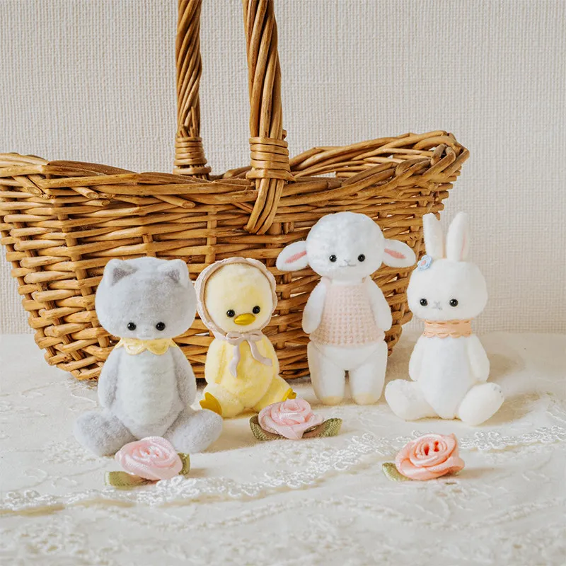 Фото Оригинальная коллекционная мини-фигурка животного Kenelephant Vol.2 Gashapon Mori no Ehon: флокированный кролик-цыпленок, декоративное украшение, игрушка, подарок №1