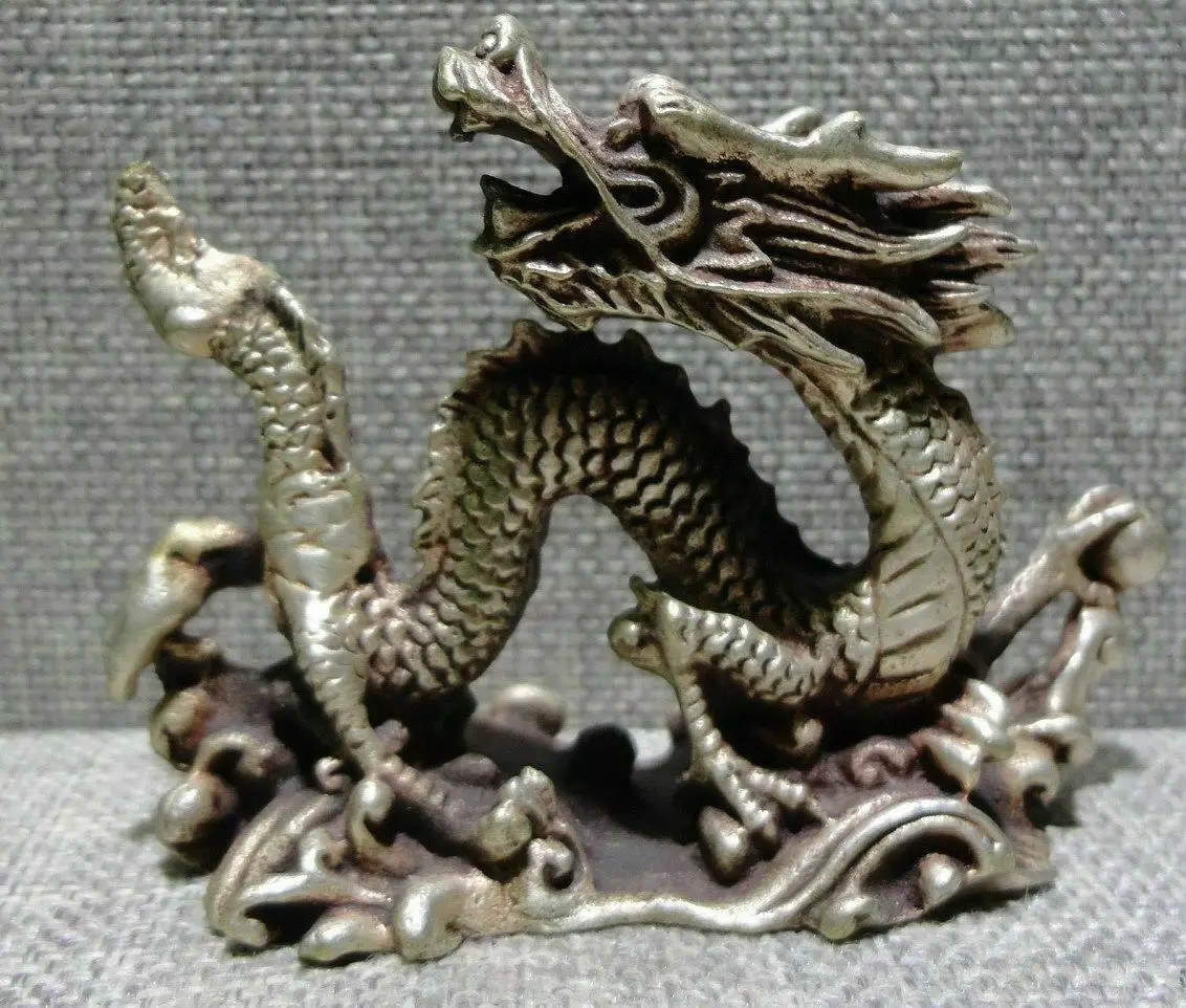 

Chinese old bronze copper dragon statue
