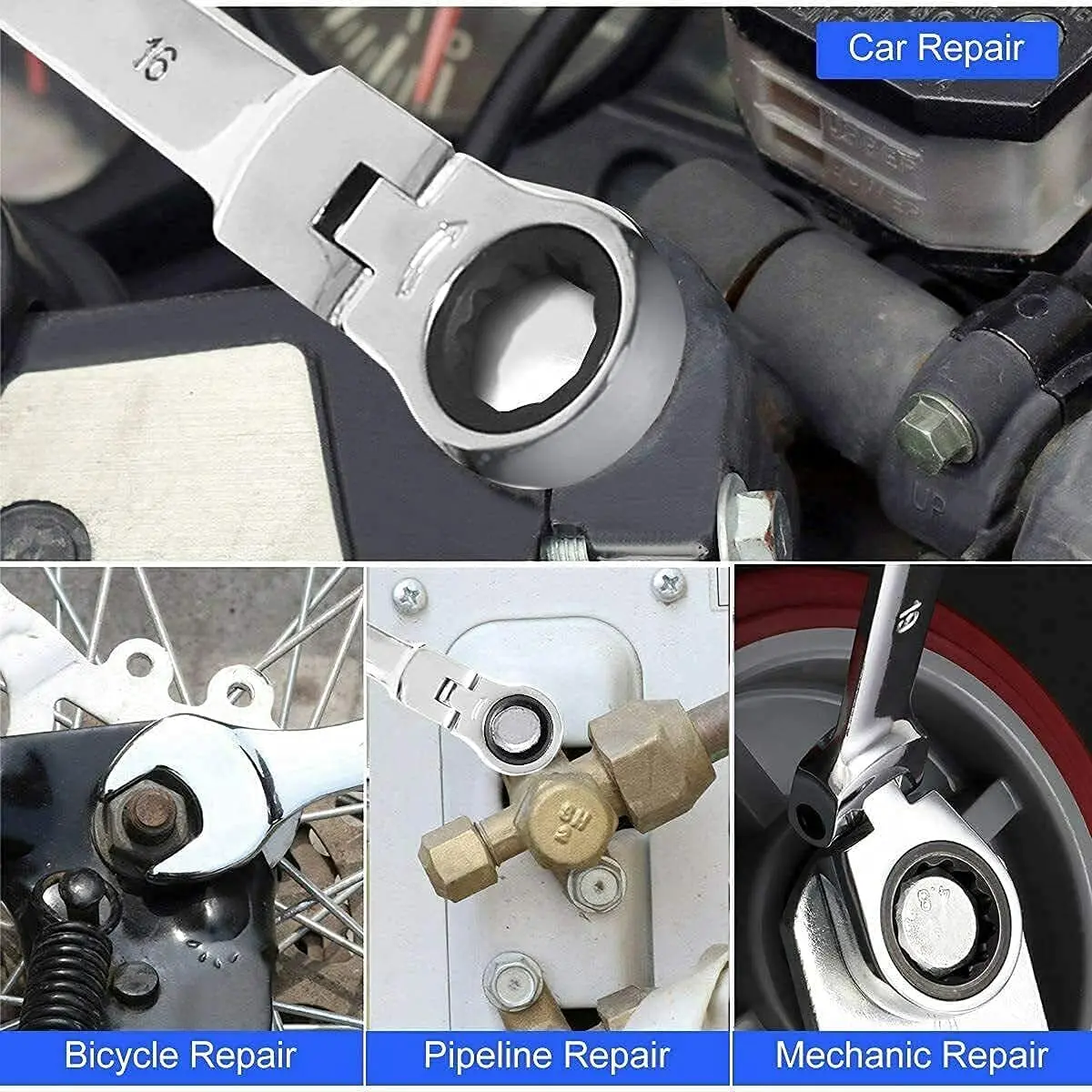 WOZOBUY Ratchet Wrench Set Metric 5~12PCS Premium Chrome Vanadium Steel Flex Head Combination Spanner Key Kits Hand Tool |