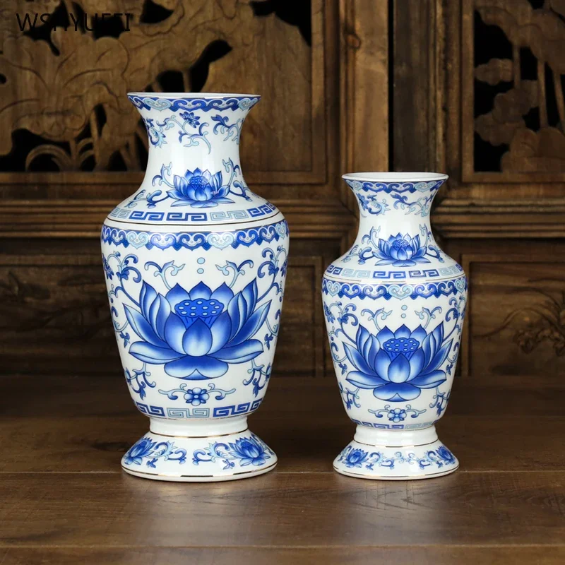 Сине-белая фарфоровая ваза керамическая Цветочная композиция коридора Будды