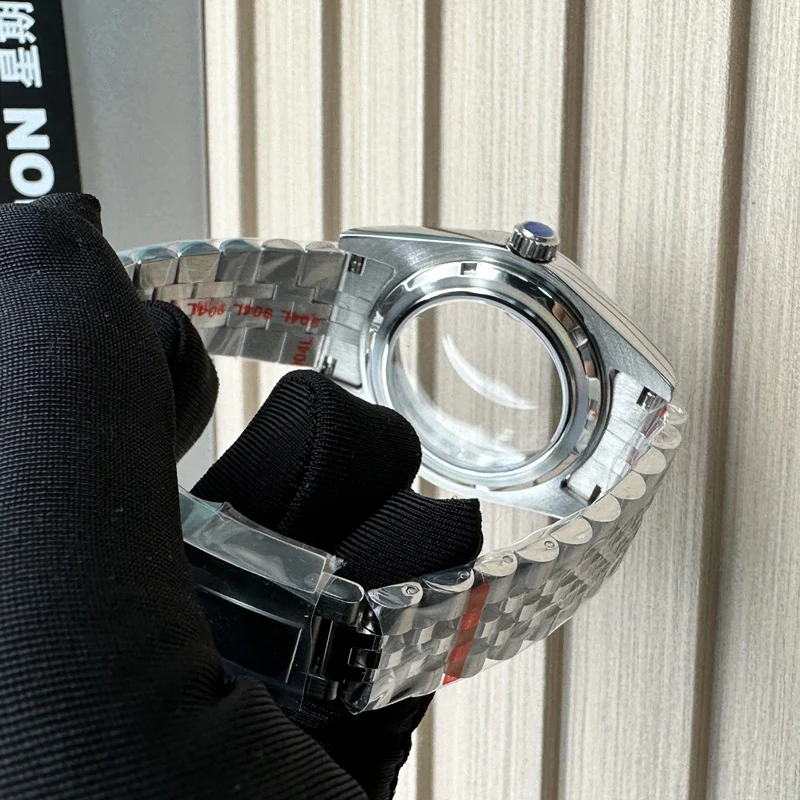 Stainless Steel Polish Watch Case 41mm for SEIKO NH35 Sapphire Watches Crystal Solid Back Waterproof Fluted Bezel Folding Clasp