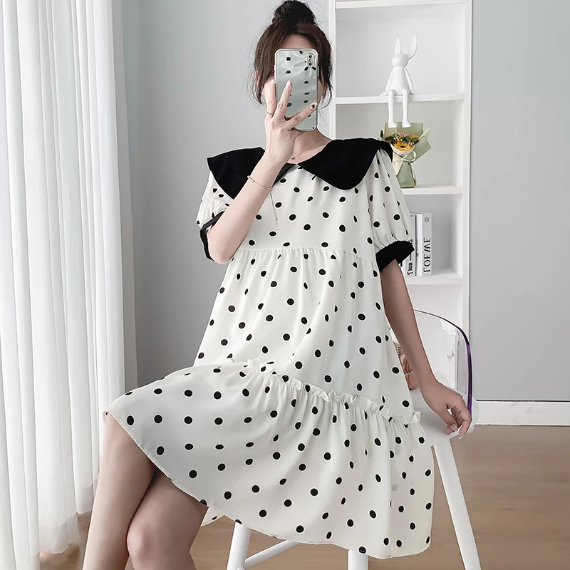 Летнее короткое платье для беременных в Корейском стиле цветное платье-трапеция