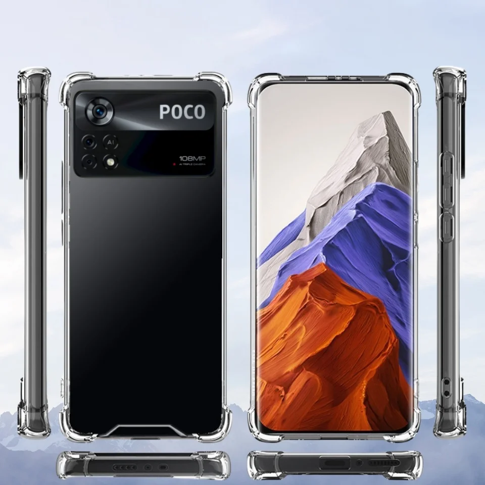 Противоударный прозрачный мягкий чехол для Xiaomi Poco X4 Pro Ультратонкий телефона Pocco