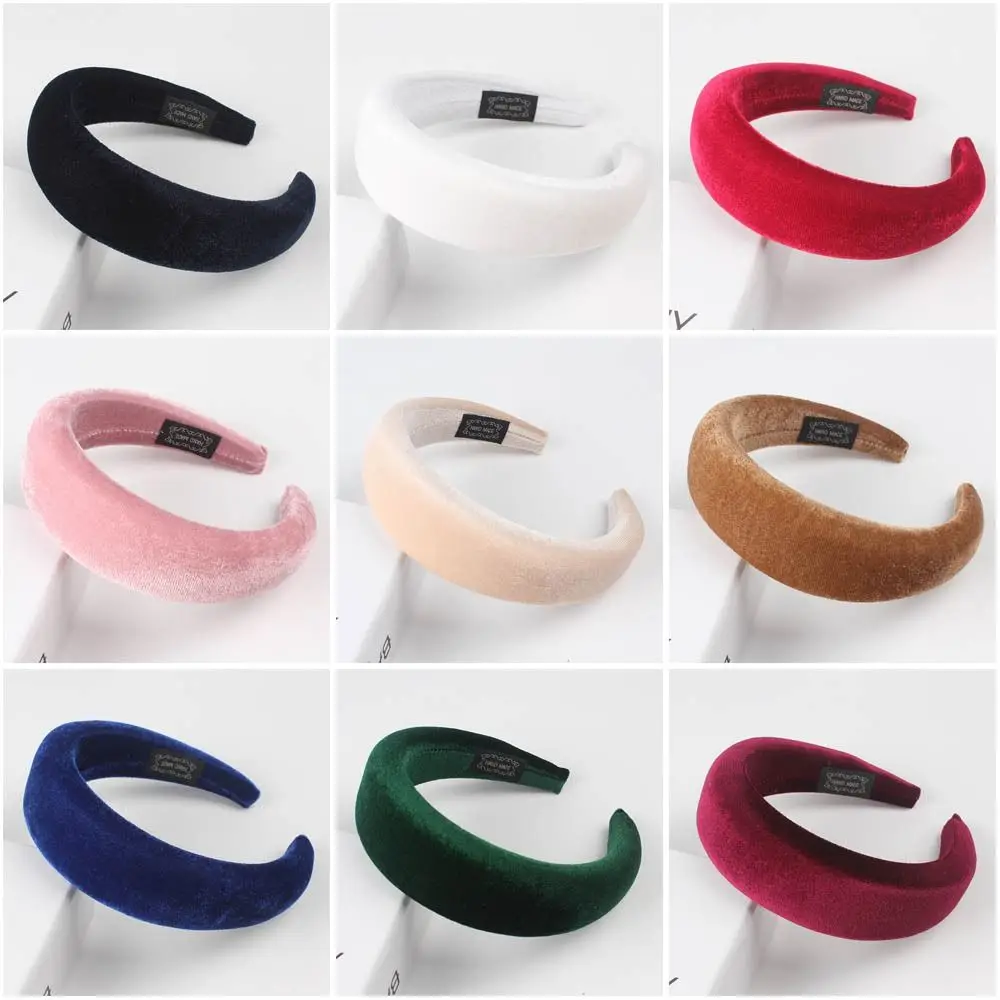 

Solid Color Velvet Hairband Hair Accessories Wide Hair Hoop Velvet Headband Hoop Band Sponge Hair Hoops