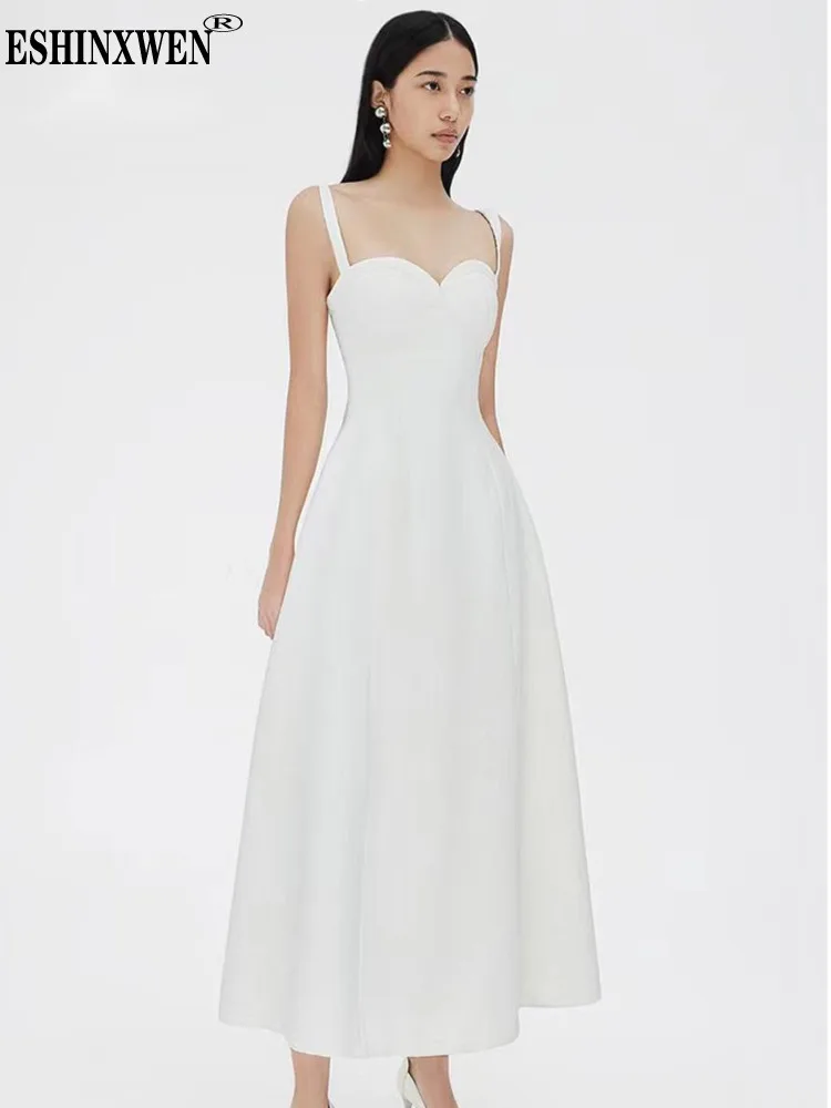 Eshin однотонные шелковые платья трапециевидной формы без рукавов высокого