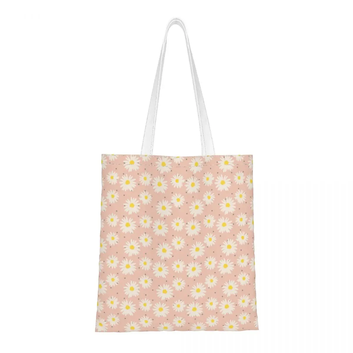 

Daisy Flower Shoulder Bag Female Eco Shopping Bags Cute High Capacity Canvas Tote Bag Foldable Canvas Bag for Lady School