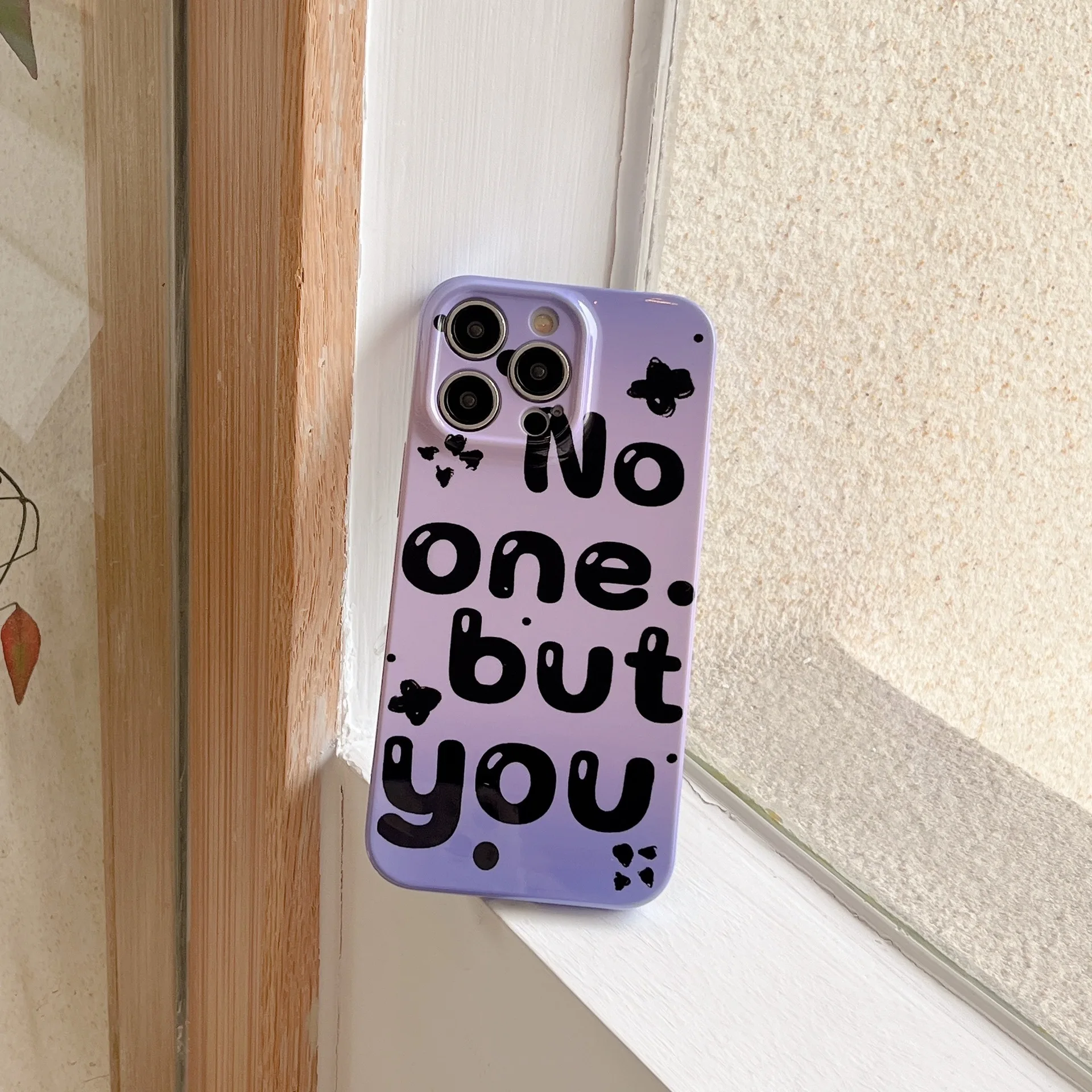 Film Phone Case Purple Gradient English Phone Case For iphone 14 13 12 11 Pro Max X XR XSMAX 7 8 Plus SE TPU Case Cover