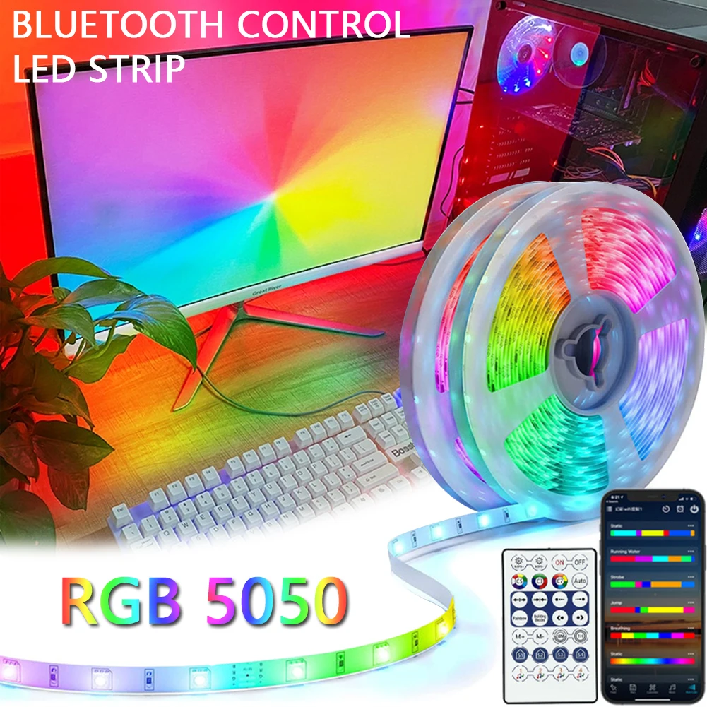 

30M LED Strip Light Tape RGBIC 5050 Bluetooth App Control Chasing Effect Lights Flexible Diode Ribbon TV BackLight Room Decorate