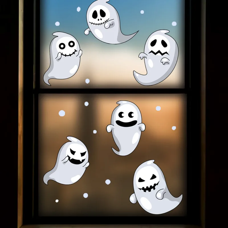 

New Horror Ghost Halloween Wallpaper Electrostatic Paste Grisly Glass Paste Window Double-sided Visual Decoration Wall Stickers