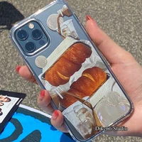 korean ins case for iphone13pro12promax11xr phone case milk tea toast bread cover